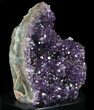 Dark Purple Amethyst Cluster On Wood Base #36455-2